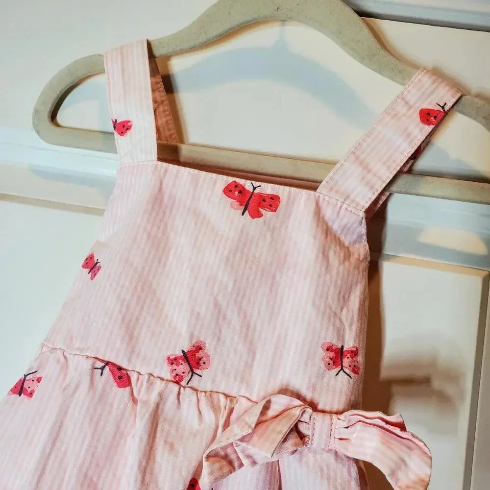 Just One You by Carter's Pink and White Striped Butterfly Dress Baby Girl 18m